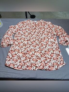 croft & barrow Rust Floral Long Sleeve Blouse